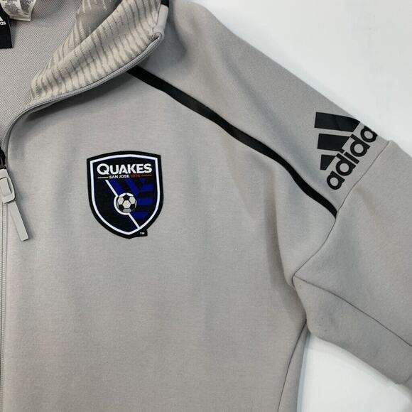 Adidas San Jose Earthquakes Hoodie Mens M Medium Ash Grey Performance Quakes - Picture 3 of 11